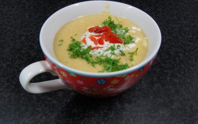 Chili-maissoep met gegrilde paprika