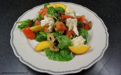 Salade met mozzarella en nectarine