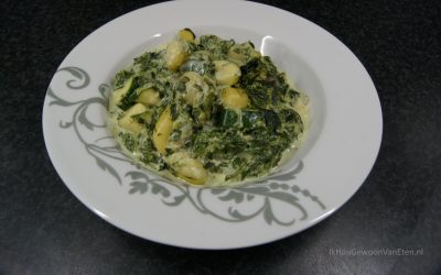 Gnocchi met courgette in spinazieroomsaus