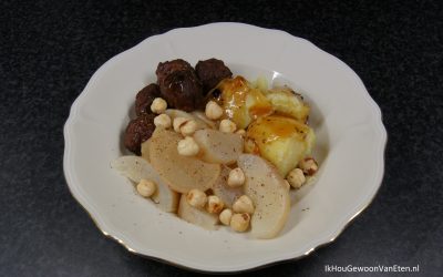 Knolraap met honing en hazelnoten