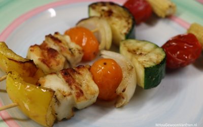 Groentespiesjes met halloumi
